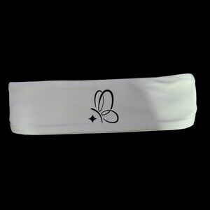 White Headband with Butterfly Logo Abigail Rose Athletics